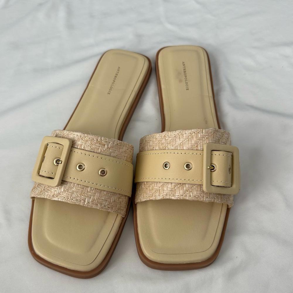 Anthropologie Buckle Slide Sandals